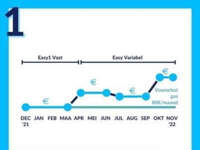 Een grafiek van de overschakeling van een vast tarief naar een variabel tarief