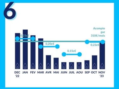 Graphique annuel de consommation avec le prix par mois