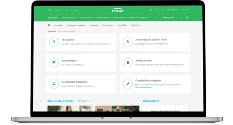Service overzichtspagina van het ENGIE Klantenzone