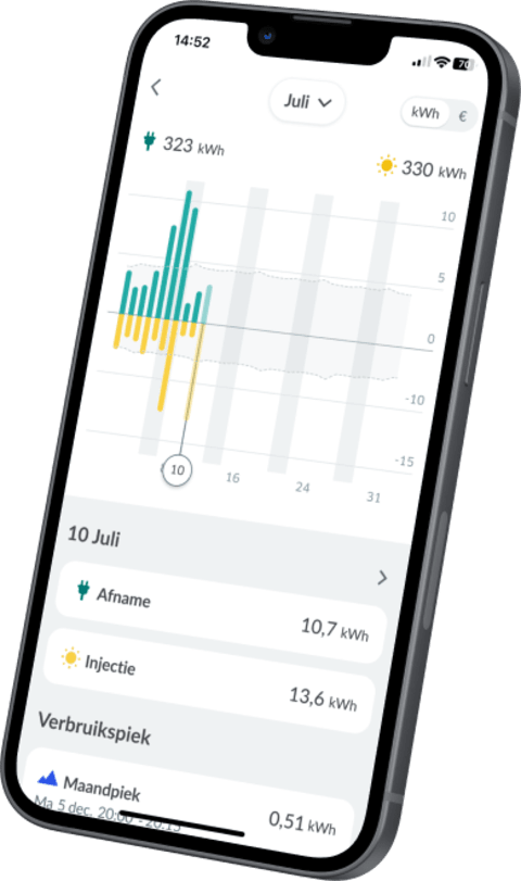 Afbeelding van Smart-app waarmee u uw factuur, consumptie en verbruik kunt volgen.