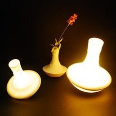 Ampoule LED éclairant un vase design. Une création design de Rosight.
