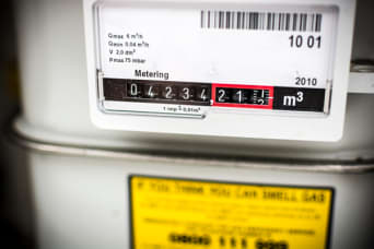 De gasmeter geeft het gasverbruik in kubieke meter aan