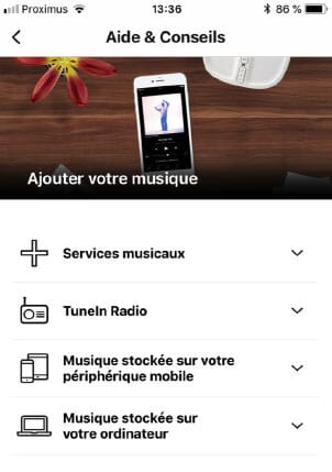 L’app de la Sonos One est ergonomique, facile d’utilisation et son assistant vous guide à chaque étape